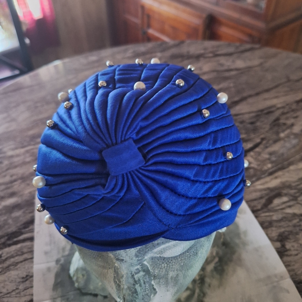 Blue Beaded Hat - Picture 2 of 3